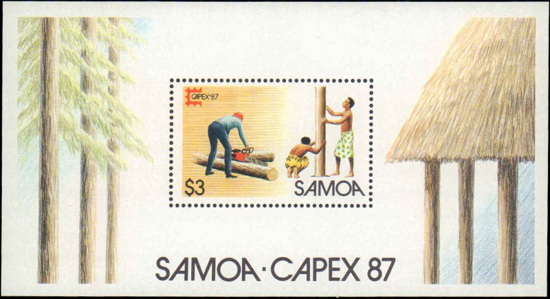 Samoa #696, Complete Set, 1987, Stamp Show, Never Hinged