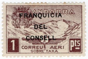 (I.B) Andorra Postal : Air Post 1Pts (Franquicia del Consell)