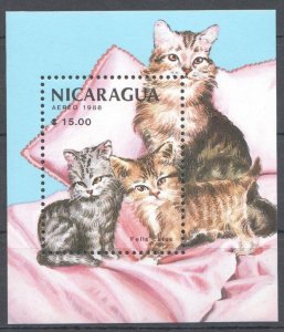 Uu0968 1988 Nicaragua Pets Cats Domestic Animals Fauna Bl Mnh