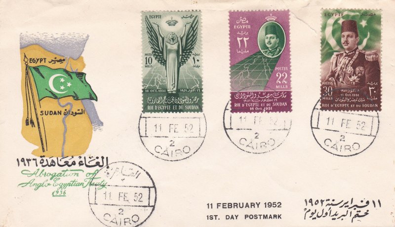 Egypt, 296-298, King Farouk & Map, First Day Cover