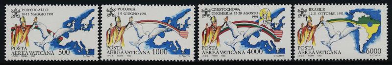 Vatican C92-5 MNH Travels of Pope John Paul II, Dove, Map