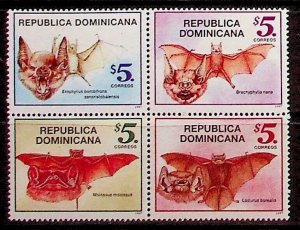 DOMINICAN REP. Sc 1266 NH BLOCK OF 4 OF 1997 - ANIMALS - BATS