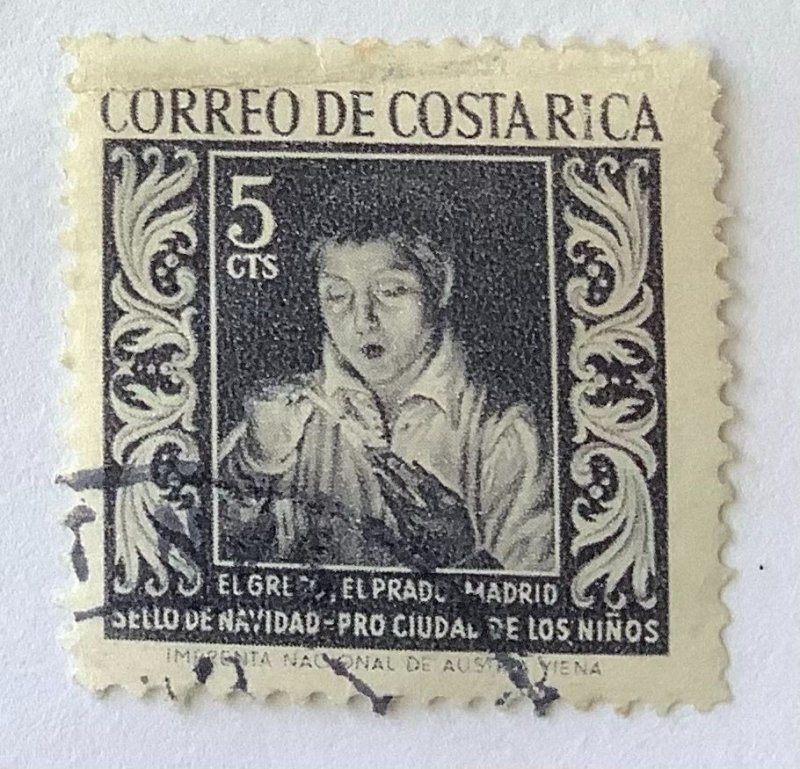 Costa Rica 1959 Scott RA4 used - 5c, Christmas, Boy of El Greco