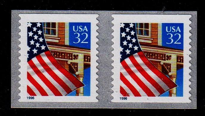 #2915B Flag Over Porch S/A Coil Pair - MNH