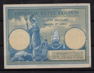 GB KGVI 3d unused Imperial Reply Coupon WS36708