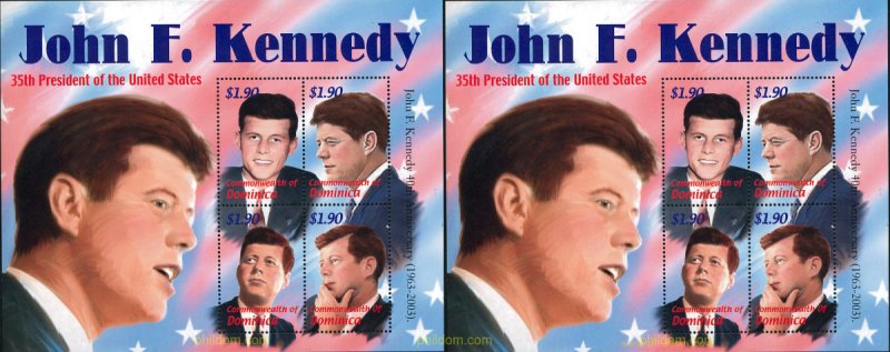 230558 MNH DOMINICA 2002 HOMENAJE A J. F. KENNEDY