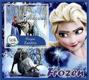 Stamps.Disney Cartoons Frozen 2022 year 6 sheets perf Zambia