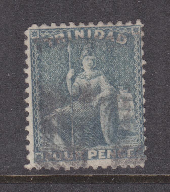 TRINIDAD, 1863, CC reversed perf. 12 1/2, 4d. Bluish Grey, used.