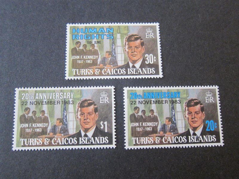 Turks & Caicos Islands Sc 603-4,715 John F Kennedy set MNH