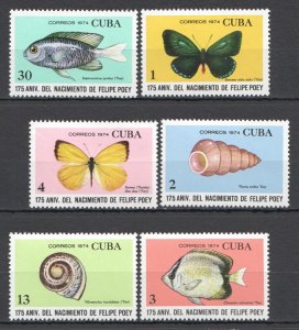B1504 1974 Fauna Fish & Marine Life Seashells Butterflies Felipe Poey 1Set Mnh