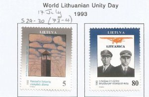 LITHUANIA - 1993 - World Lithuanian Unity Day -  Perf 2v Set - M L H