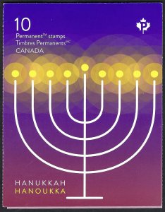 Canada #3205a P Hanukkah (2019). Booklet of 10 stamps. MNH.