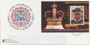 Bermuda Stamps 2023 FDC King Charles III Coronation Royalty 1v M/S