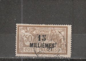 French Offices in Egypt (Alexandria)  Scott#  57  Used  (1921 Surcharged)