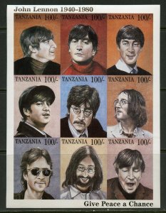 TANZANIA JOHN LENNON  PROGRESSIVE COLOR PROOF SET OF SHEETS MINT NH