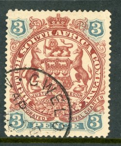 Southern Rhodesia 1897 British South Africa QV 3d SG #69 VFU A513