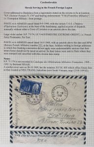 1949 Slovak Serving French Foreign Legion TOE Airmail Cover To Bratislava