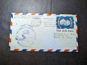 1950 Brazil Airmail First Flight Cover FFC Rio De Janeiro to Easton PA USA