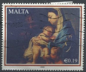 Malta Sc#1352 Used, 19c multi, Christmas 2008 (2008)