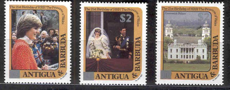 ANTIGUA & BARBUDA 802-804 MINT HINGED DIANA ISSUES