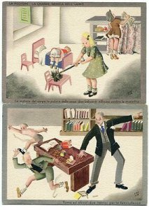 Two postcards promoting hygiene and the fight against smoking and alcohol