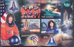 GAMBIA 2003 LAUREL CLARK COLUMBIA CRASH S/SHEET MNH 