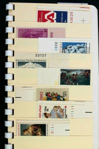 US Old Stamp Collection 52 MNH Plate # Singles All Different in Stock Book