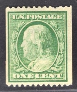 US Stamp #348 One Cent Green Franklin Coil MINT HINGED SCV $40.00