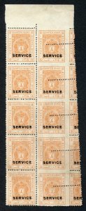 Bhopal SGO313c 1932 1/4a Orange Perf 13.5 MISPERF Block (no gum) (3)