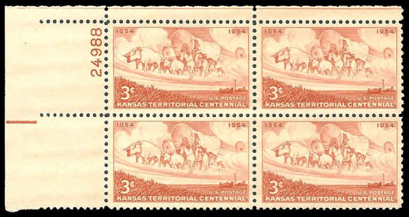 PCBstamps   US #1061 PB 12c(4x3c)Kansas Territory, MNH, (PB-1)