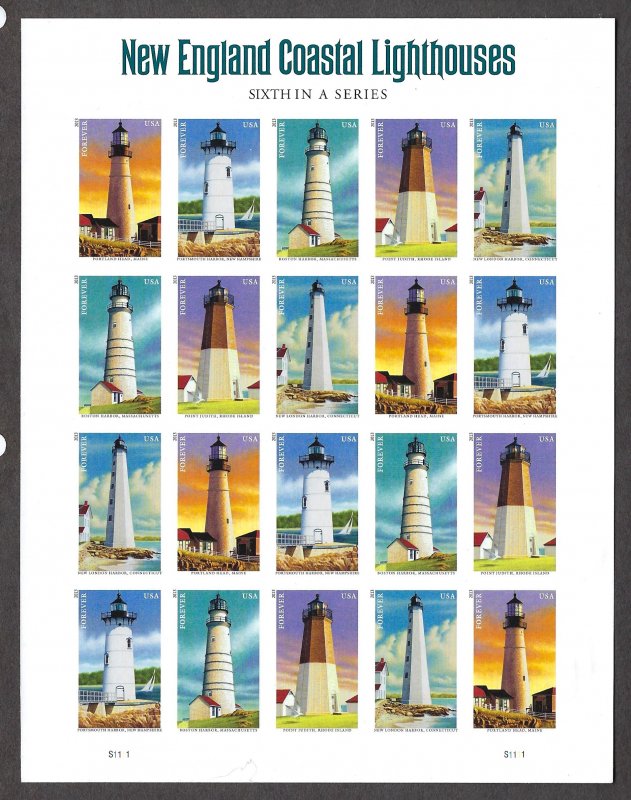 U.S. #4791-95b LIGHTHOUSES FULL SHEET IMPERF