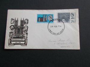 GB 1966 Westminster Abbey Set on First Day Cover with Bristol FDI Cancel Cat £15