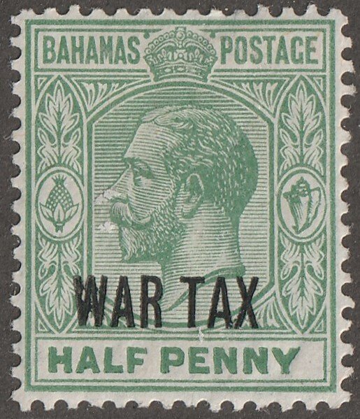 Bahamas stamp, Scott#MR-6,  mint, hinged,  Half penny, green, B-19