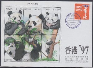 NEVIS Sc # 995a-f CPL MNH SHEETLET of 6  of PANDAS