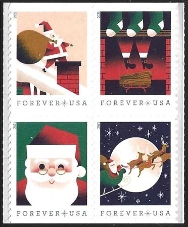 Scott #5644-5647a MNH A Visit from St. Nick Block of 4