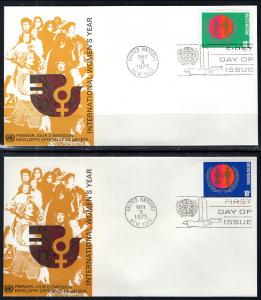 UN New York 258-259 Women's Year Geneva Set of Two U/A FDC