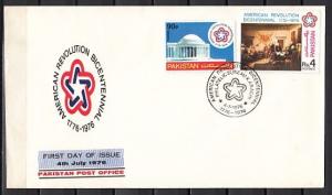 Pakistan, Scott cat. 408-409. American Bicentennial issue. First day cover. ^