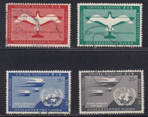 United Nations - New York # C1-4, First Airmail set, Used, 1/2 Cat.