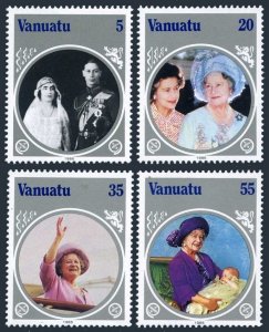 Vanuatu 392-395, MNH. Mi 698-701. Queen Mother  Elizabeth, 85th birthday, 1985.