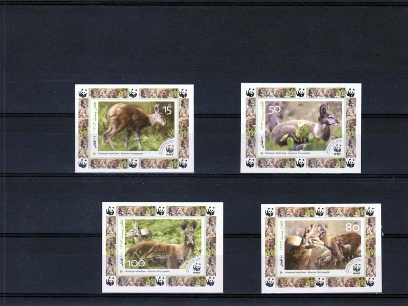 Afghanistan 2004 WWF Himalayan Musk Deer 4 Souvenir Sheets Imperforated MNH