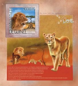 GUINEA 2014 SHEET LIONS WILD CATS FELINES WILDLIFE