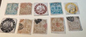 KAPPYSTAMPS  JAPAN 19TH-20TH CENTURY FISCAL & REVENUE STAMPS 10 DIFFERENT  G157