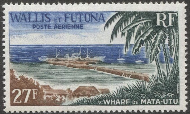 WALLIS AND FUTUNA 1965 Sc C21  MNH 27f  VF Ship Wharf / Palm Trees