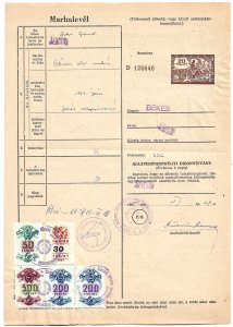 HUNGARY 1964 20ft LIVESTOCK TAX PIGS Revenue Form w 6 More Stamps VFU