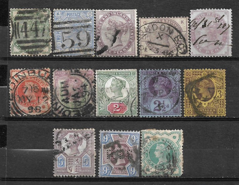 COLLECTION LOT #735 GREAT BRITAIN 13 STAMPS 1880+ CV+$160