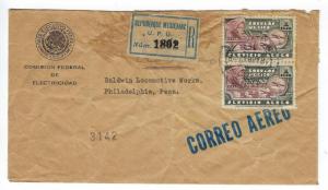 1942 Mexico To USA Registered Airmail Cover With Airmail Stamp Pair (NN80)