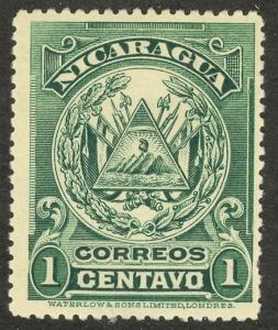 NICARAGUA 1907 1c WATERLOW Imprint Coat of Arms Issue Sc 202 MH