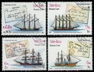 LAOS Sc 788-91 VF/USED- 1982 Packet Ships & Stampless Packet Letters-Partial Set