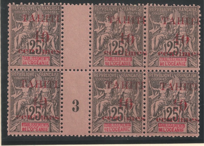 Tahiti #30 VF MNH PLATE BLOCK 6 GP - 1903 10c on 25c Peace and Commerce