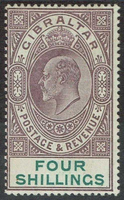 GIBRALTAR 1903 KEVII 4/- WMK CROWN CA 